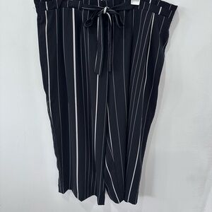 Worthington Black and White Striped Wide Leg Elastic Pants XL